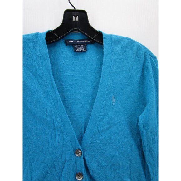 Ralph Lauren Sport Sweater Small Linen Cardigan Pony Logo Button Up - Picture 2 of 10